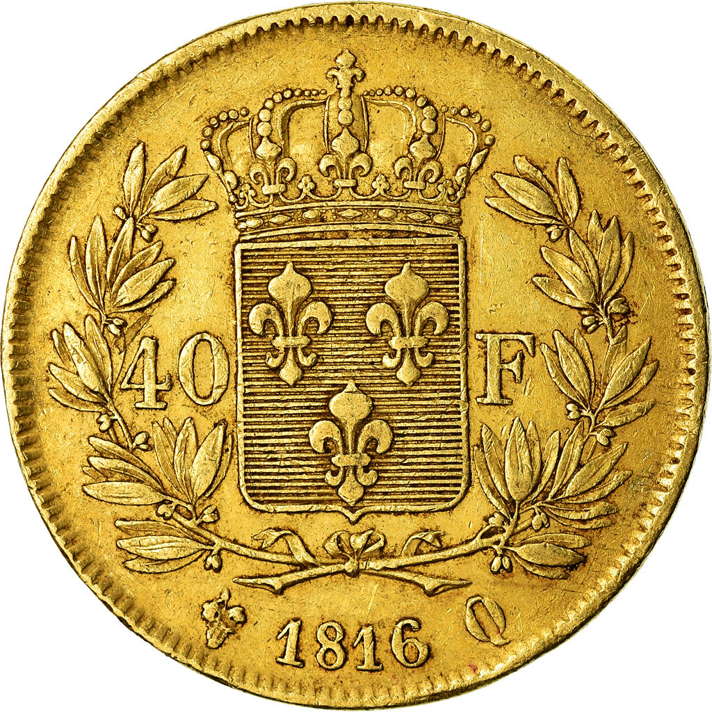 Moeda, França, Louis XVIII, Louis XVIII, 40 Francs, 1816, Perpignan, EF(40-45)