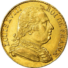Moneta, Francja, Louis XVIII, 20 Francs, 1815, London, AU(55-58), Złoto, KM:1