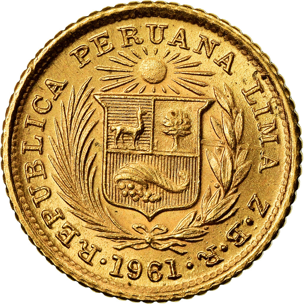 Münze, Peru, 1/5 Libra, Pound, 1961, Lima, UNZ, Gold, KM:210
