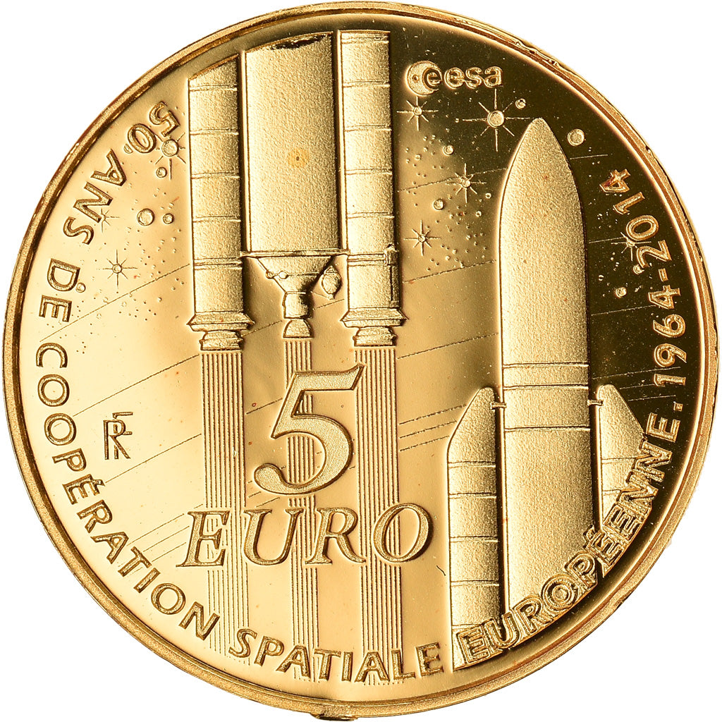 France, 5 Euro, Europa, 2014, Paris, MS(64), Gold