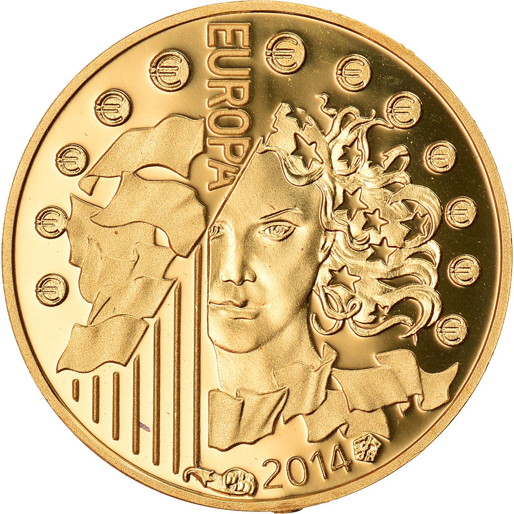 France, 5 Euro, Europa, 2014, Paris, MS(64), Gold