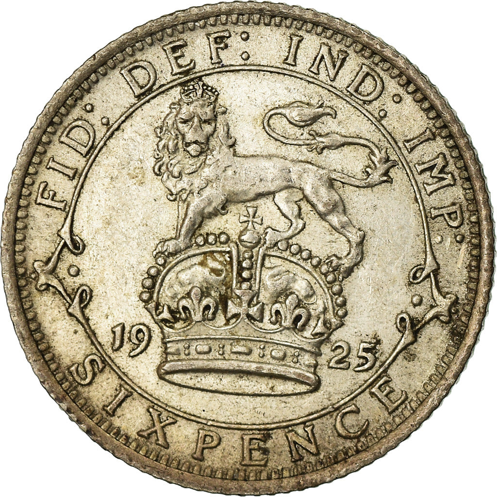 Coin, Great Britain, George V, 6 Pence, 1925, AU(50-53), Silver, KM:815a.2
