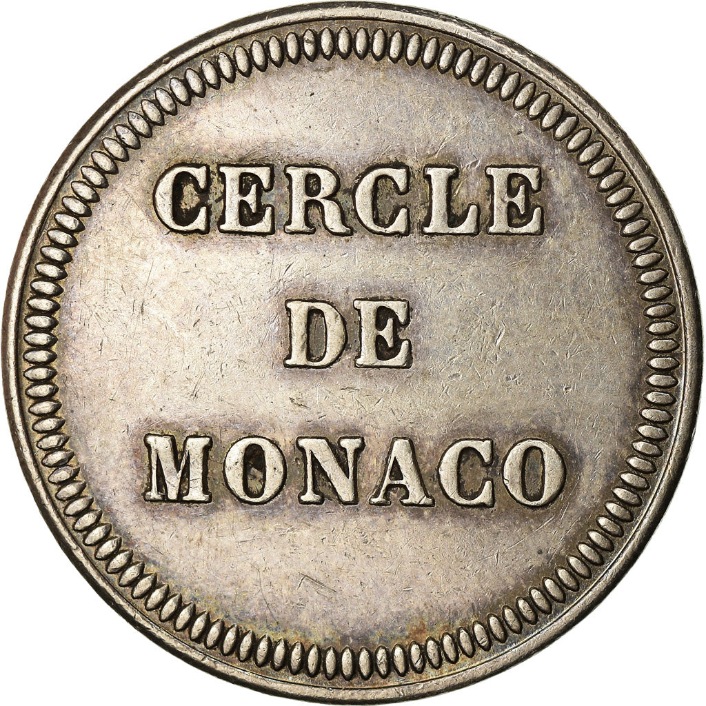 Mónaco, Token, Casino, Deux Francs, Cercle, AU(55-58), Prata