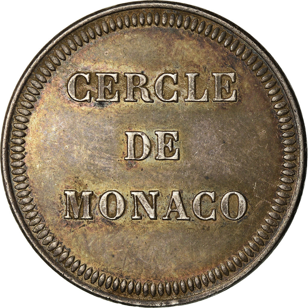 Monaco, Jeton, Casino, Deux Francs, Cercle, TTB+, Argent