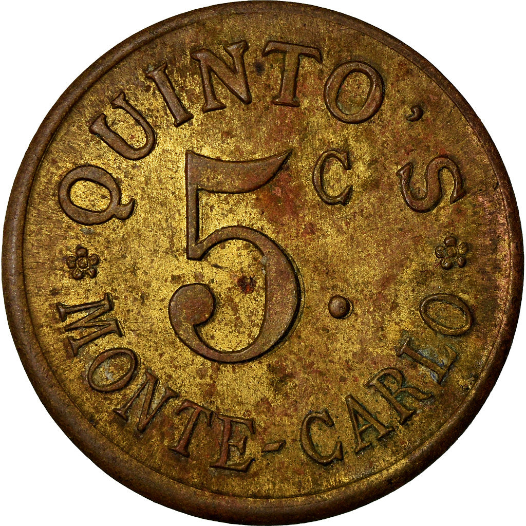 Münze, Monaco, Quinto's - Monte-Carlo, 5 Centimes, SS, Messing