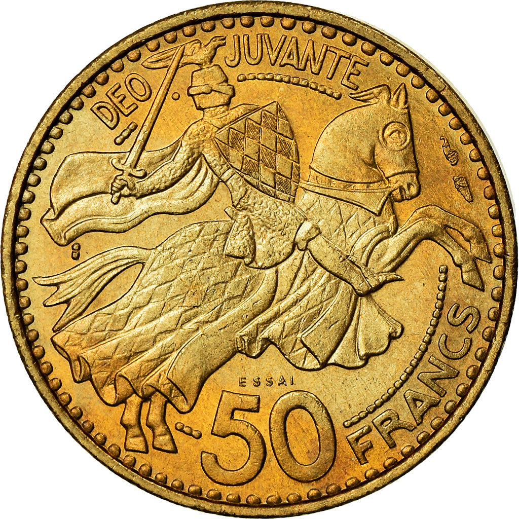 Coin, Monaco, Rainier III, 50 Francs, 1950, ESSAI, AU(55-58), Cupro-Aluminium