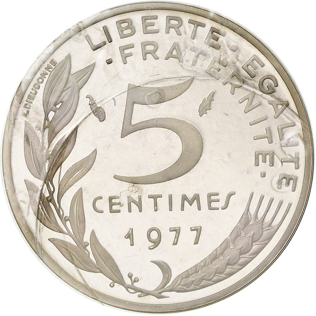 Coin, France, Marianne, 5 Centimes, 1977, Piéfort, MS(65-70), Silver, KM:P570