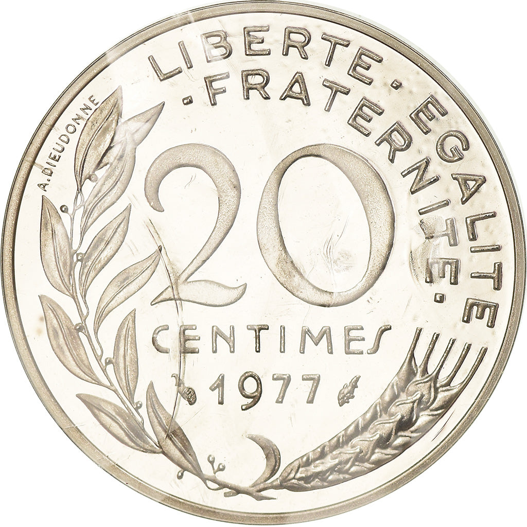 Coin, France, Marianne, 20 Centimes, 1977, Piéfort, MS(63), Silver, KM:P576