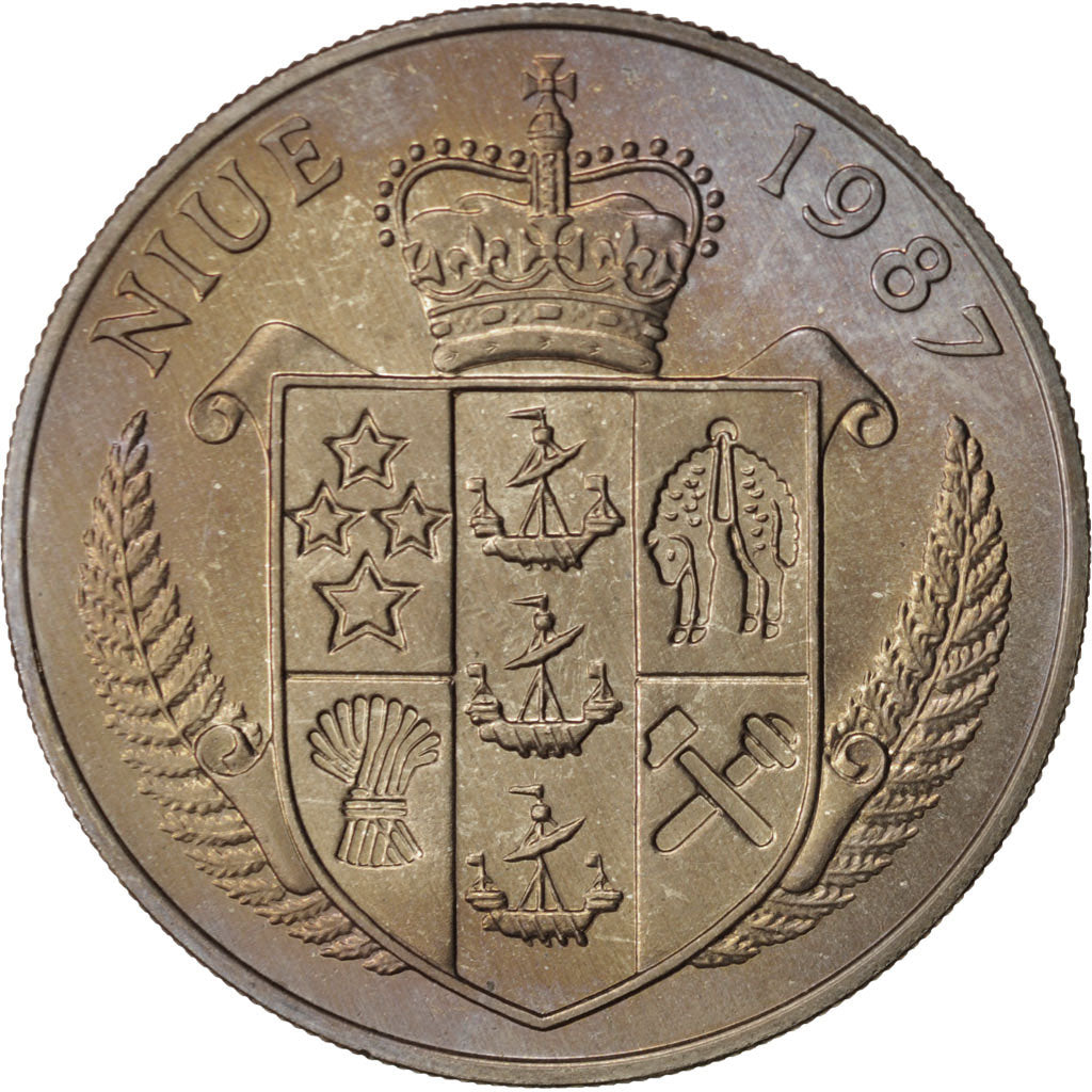 Coin, Niue, Elizabeth II, 5 Dollars, 1987, MS(63), Copper-nickel, KM:5