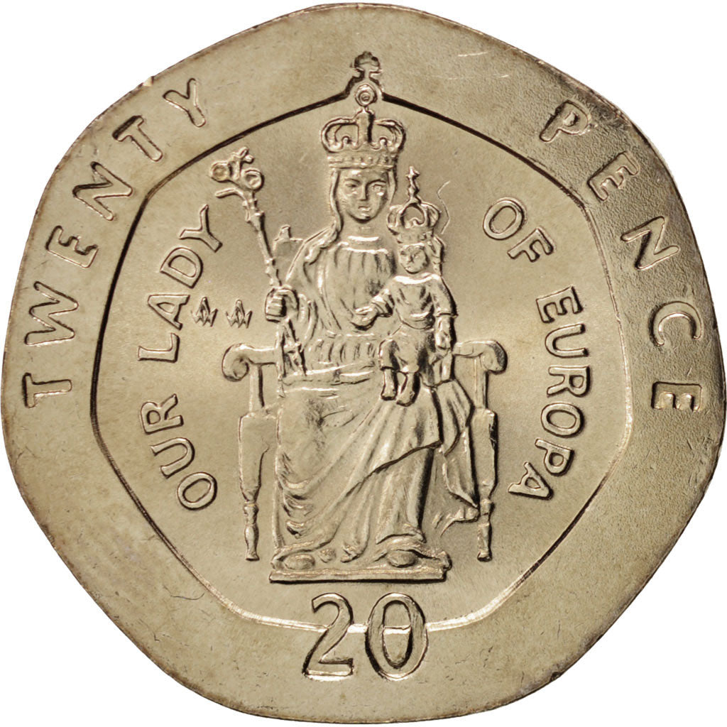 Gibraltar, Elizabeth II, 20 Pence, 1990, Copper-nickel, KM:16