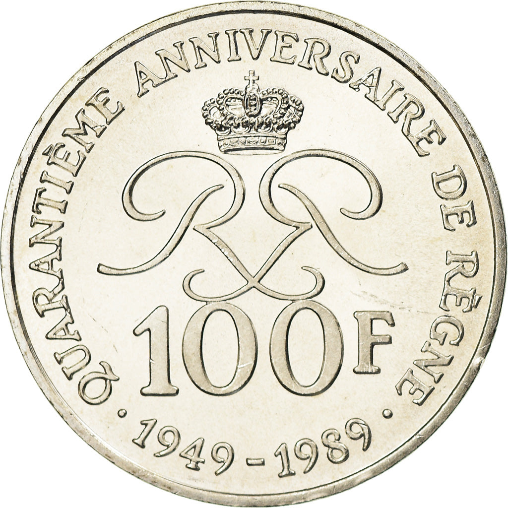 Coin, Monaco, Rainier III, 100 Francs, 1989, MS(63), Silver, KM:164