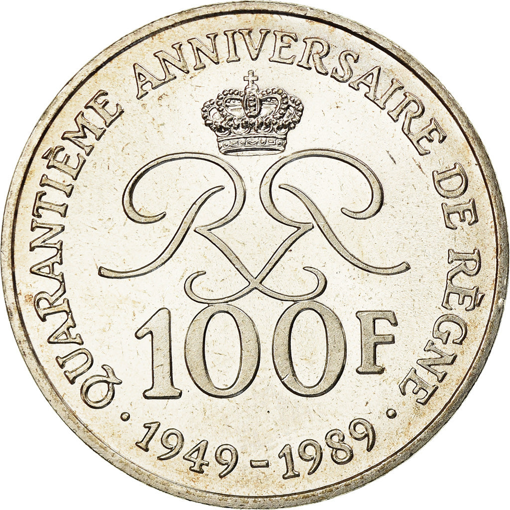 Coin, Monaco, Rainier III, 100 Francs, 1989, MS(60-62), Silver, KM:164