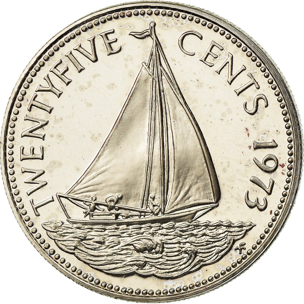 Coin, Bahamas, Elizabeth II, 25 Cents, 1973, Franklin Mint, U.S.A., AU(55-58)