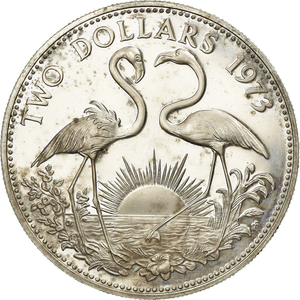Coin, Bahamas, Elizabeth II, 2 Dollars, 1973, Franklin Mint, U.S.A., AU(55-58)