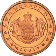 Monaco, Euro Cent, 2001, Proof, MS(65-70), Miedź platerowana stalą, KM:167