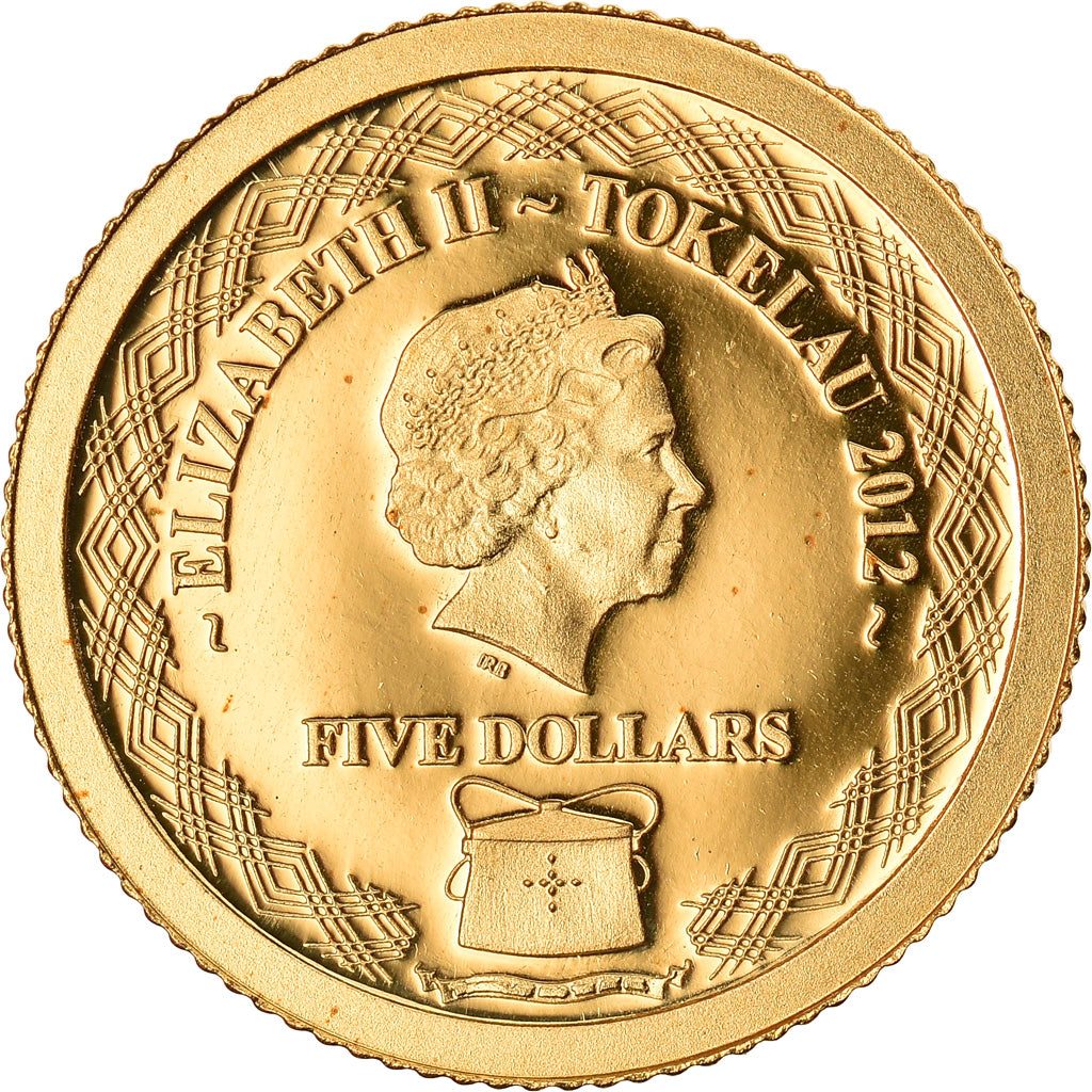Coin, Tokelau, 5 Dollars, 2012, Proof, MS(65-70), Gold
