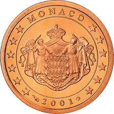 Monaco, 5 Euro Cent, 2001, Proof, MS(65-70), Copper Plated Steel, KM:169