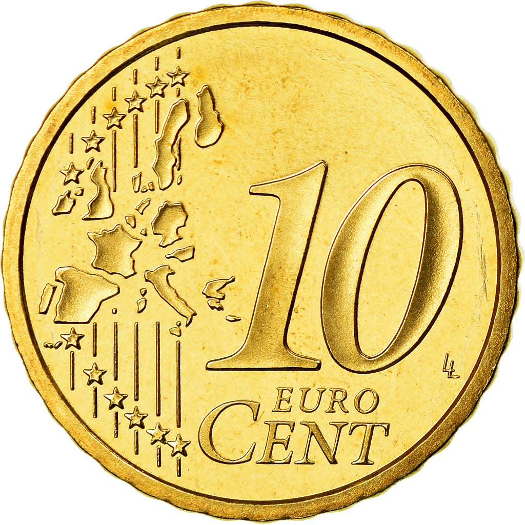 Monaco, 10 Euro Cent, Prince Rainier III, 2001, Proof, MS(65-70), Brass, KM:170