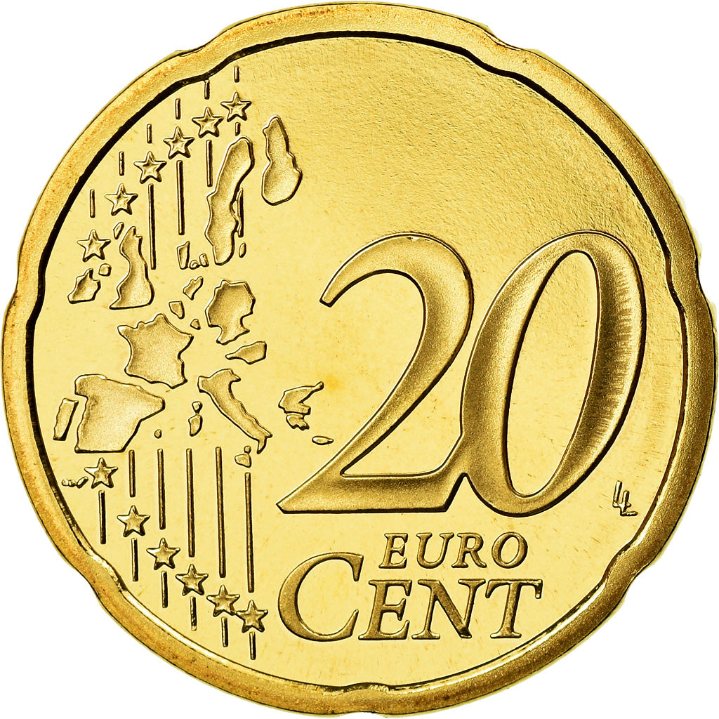 Monaco, 20 Euro Cent, Prince Rainier III, 2001, Proof, MS(65-70), Brass, KM:171