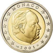 Monaco, 2 Euro, Prince Rainier III, 2001, Proof, MS(65-70), Bi-Metallic, KM:174