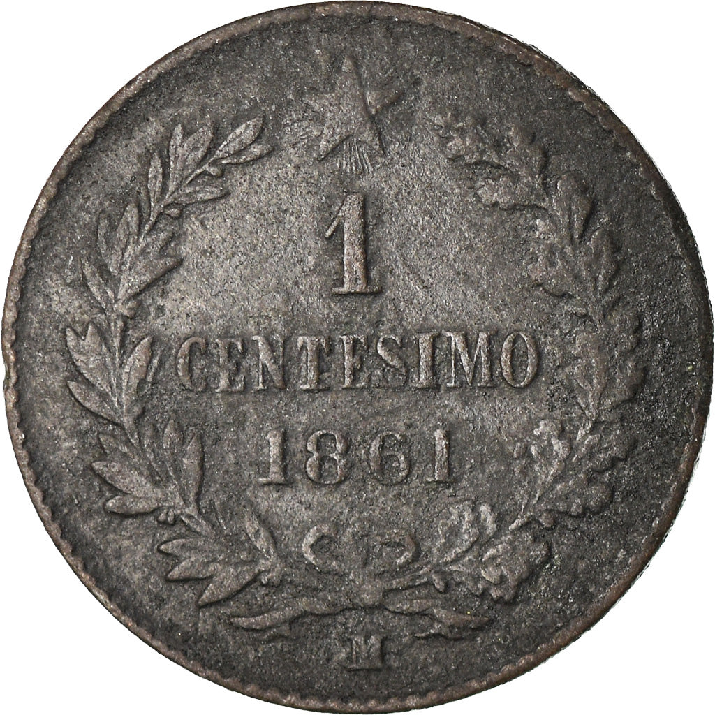 Coin, Italy, Vittorio Emanuele II, Centesimo, 1861, Milan, VF(20-25), Copper