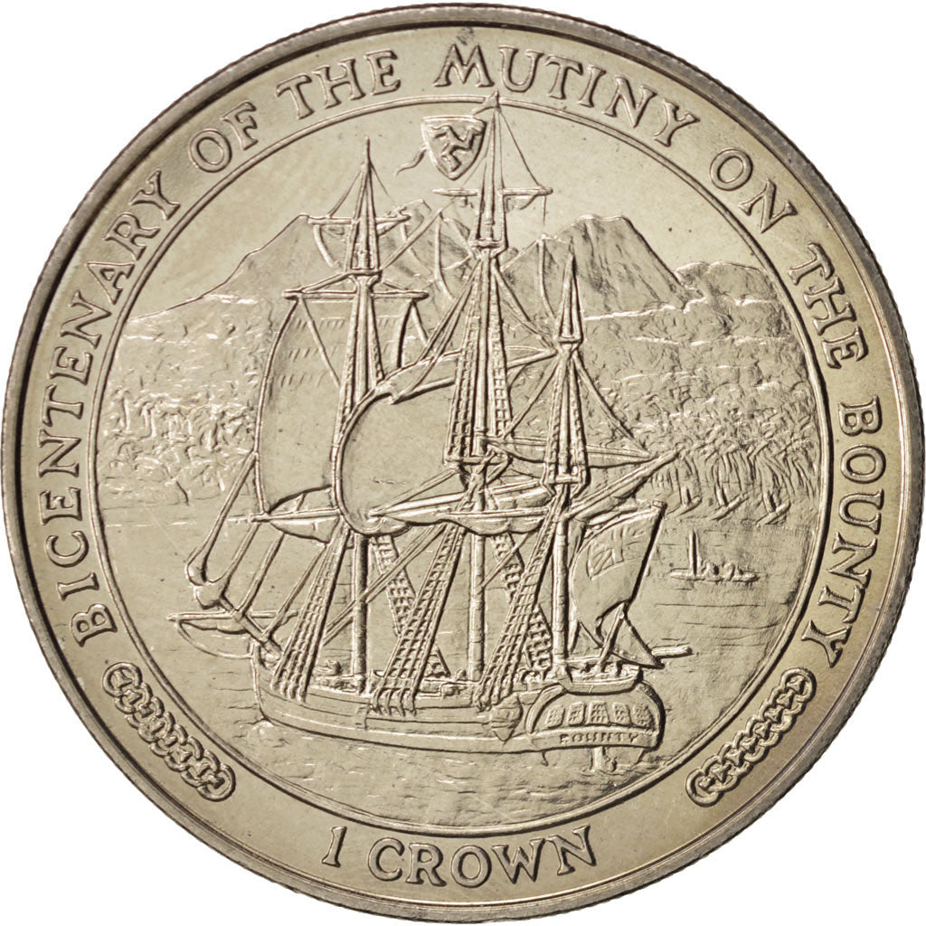 Isle of Man, H.M.S. Bounty, Crown, 1989, Copper-nickel, KM:241