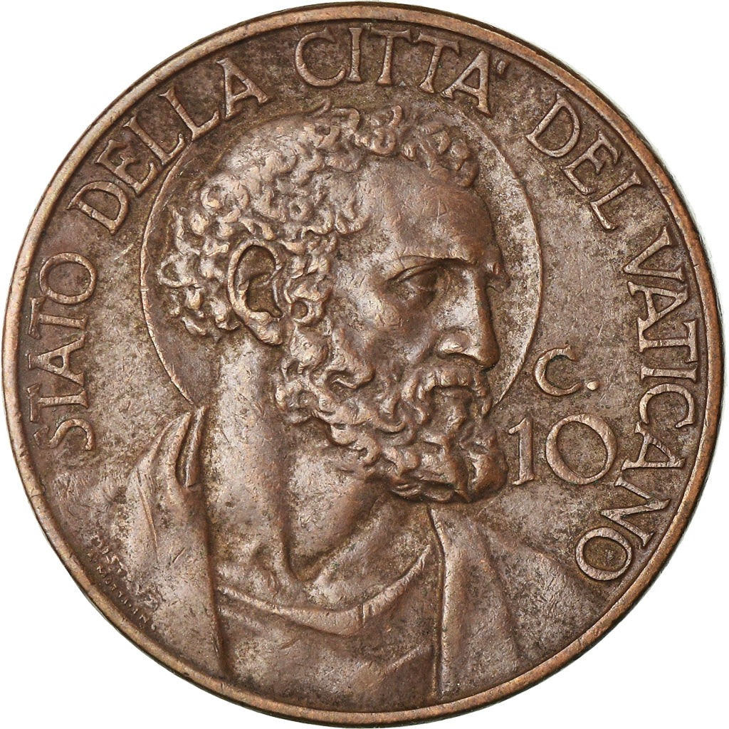 Coin, VATICAN CITY, Pius XI, 10 Centesimi, 1934, Roma, EF(40-45), Bronze, KM:2