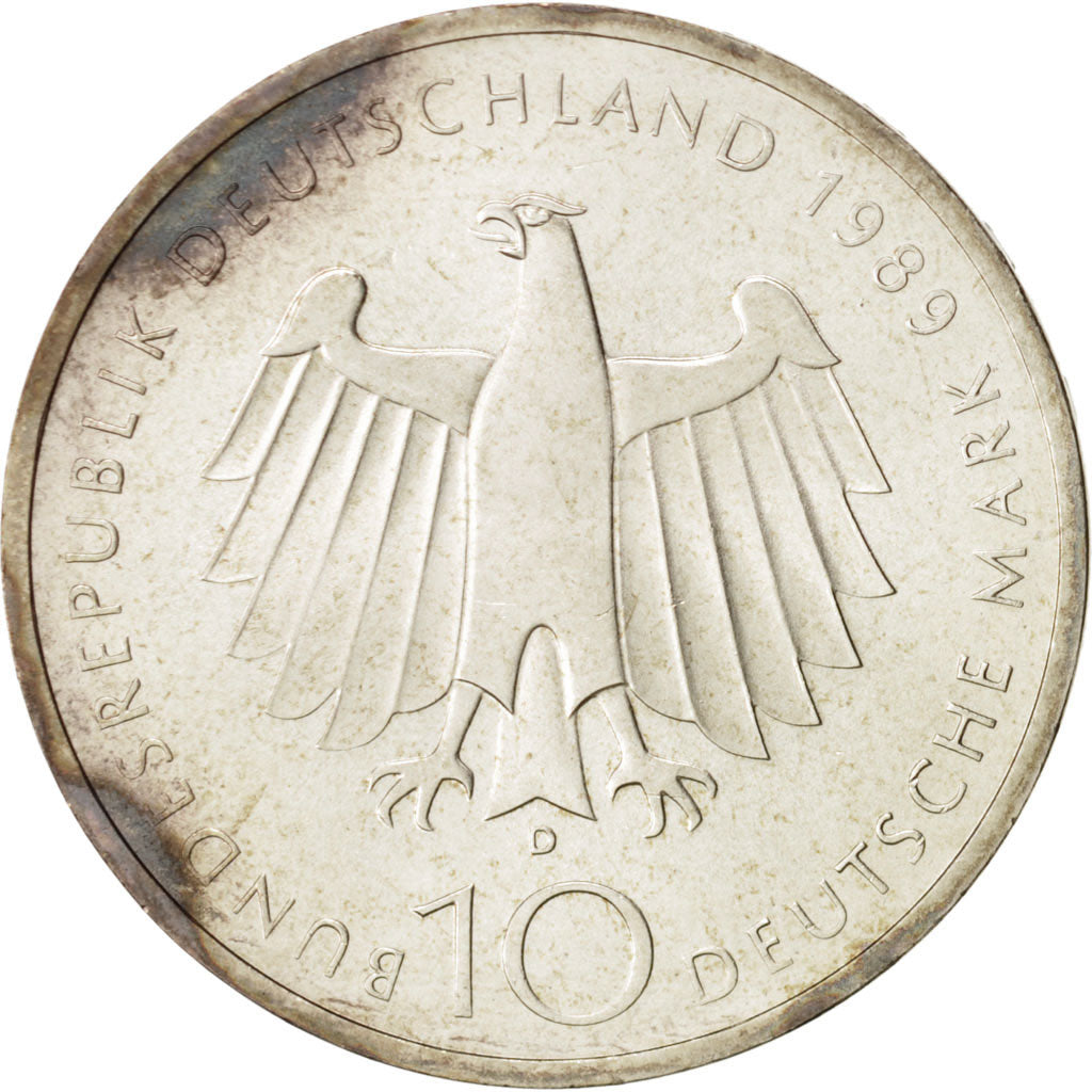 GERMANY - FEDERAL REPUBLIC, 10 Mark, 1989, Munich, Silver, KM:172