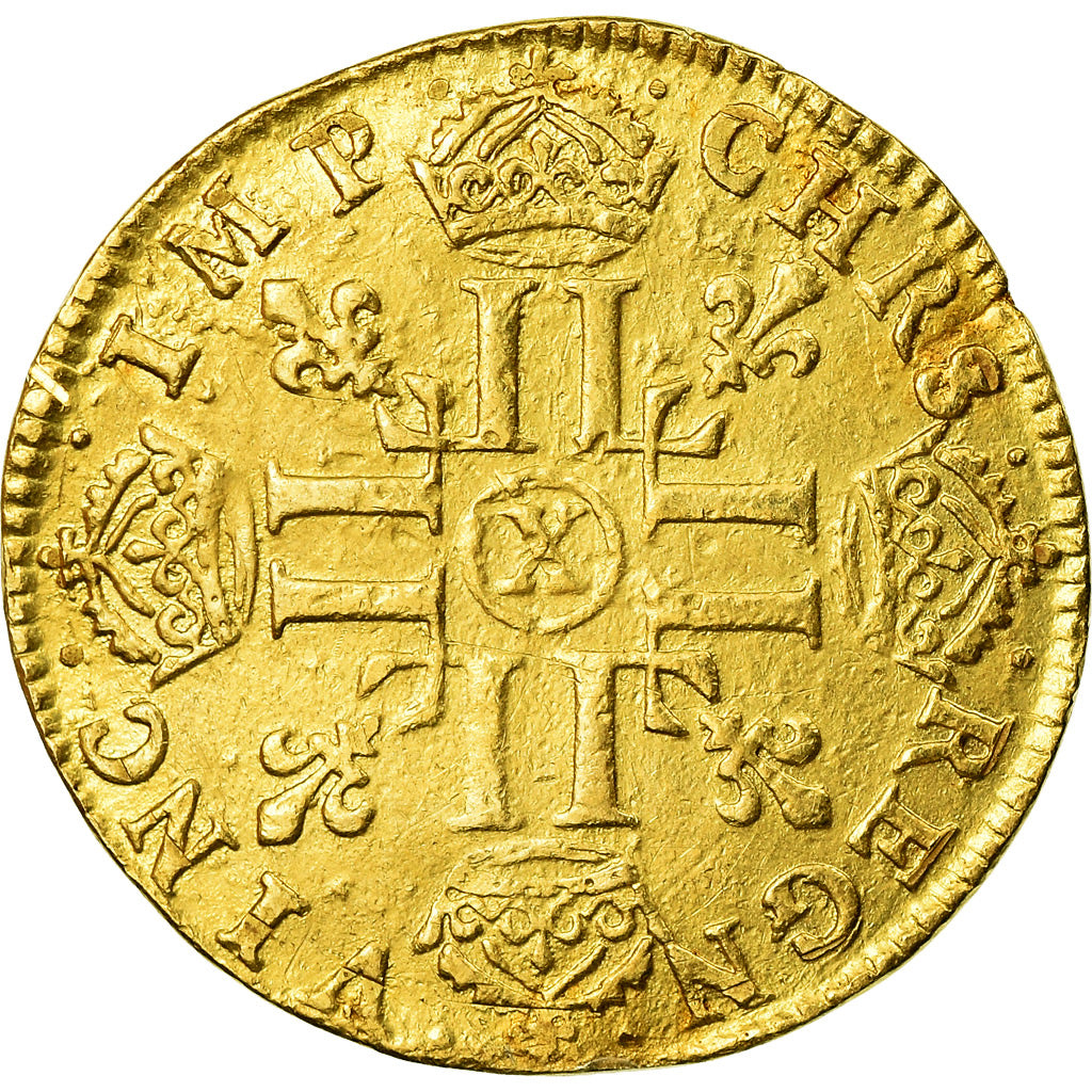 Monnaie, France, Louis XIV, Louis d'or à la mèche longue, 1650, Amiens