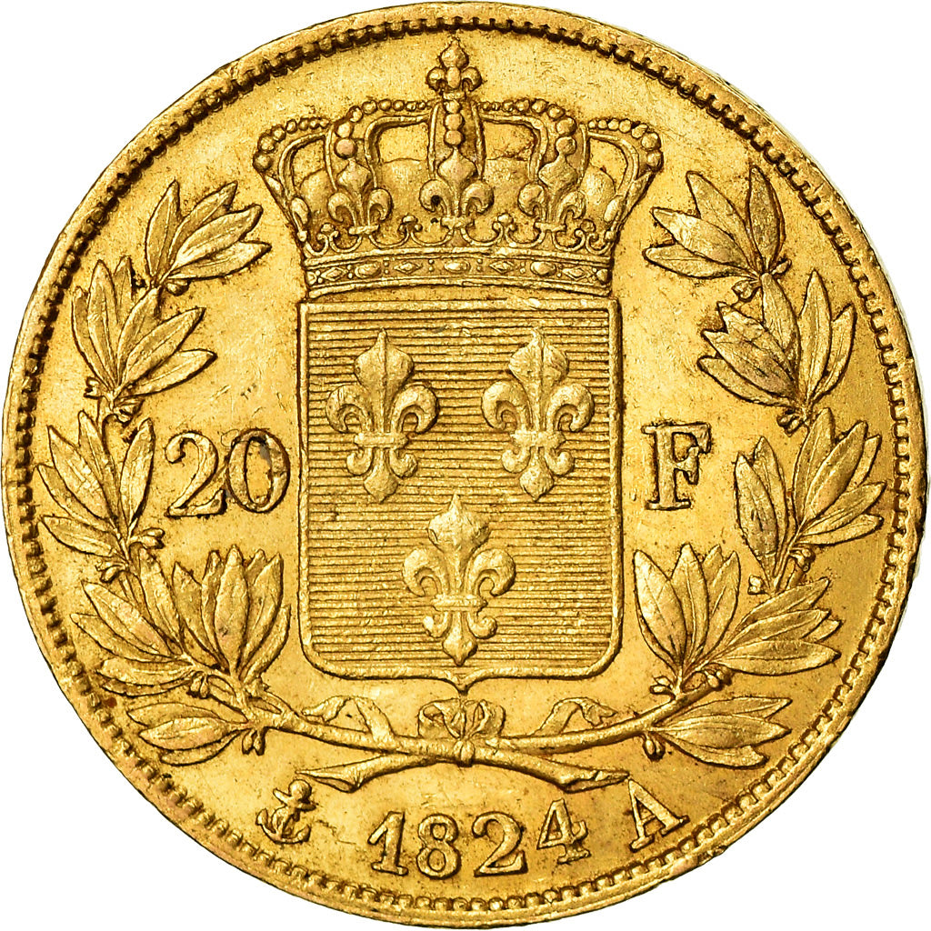 Coin, France, Louis XVIII, Louis XVIII, 20 Francs, 1824, Paris, EF(40-45), Gold