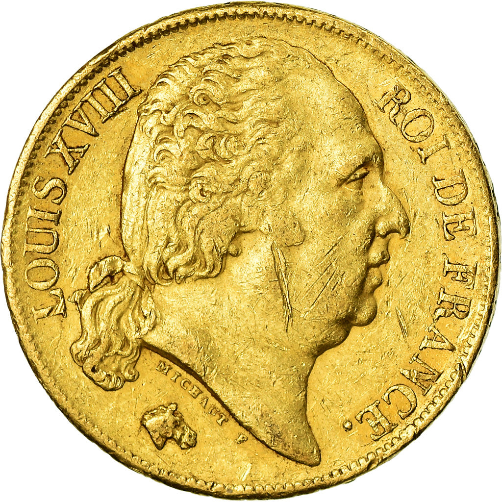 Moeda, França, Louis XVIII, Louis XVIII, 20 Francs, 1817, Bayonne, VF(30-35)