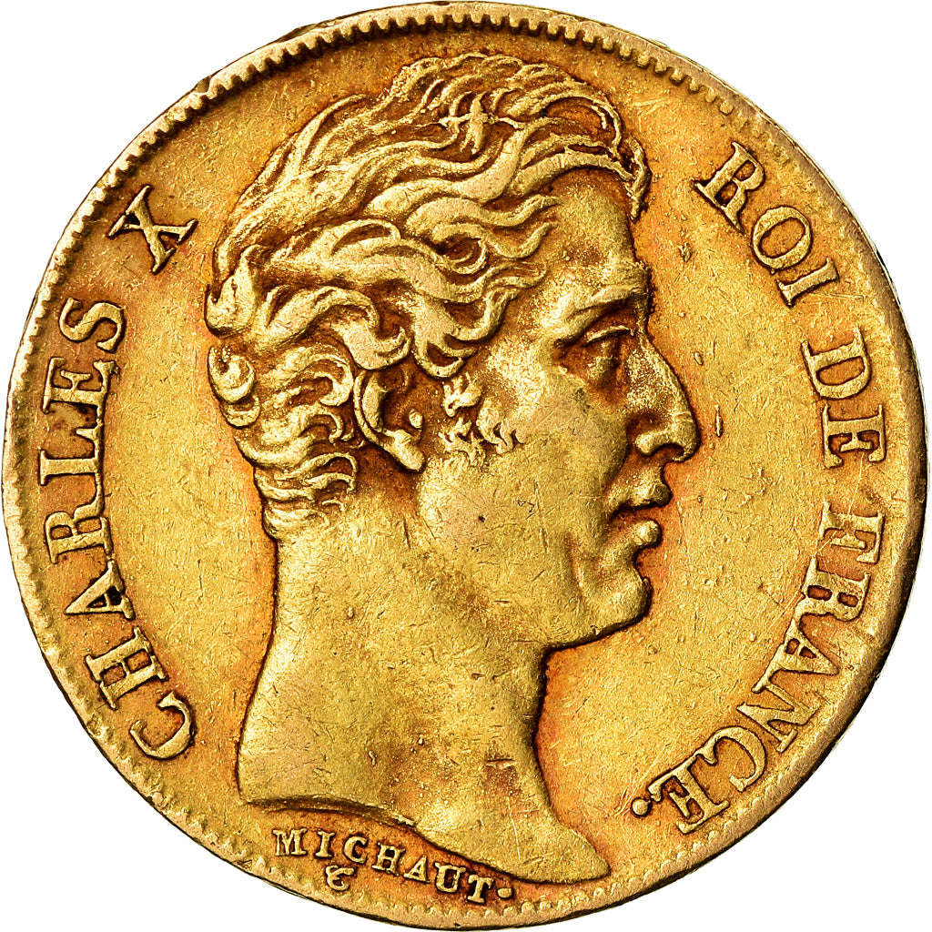 Moeda, França, Charles X, 20 Francs, 1825, Paris, AU(50-53), Dourado, KM:726.1