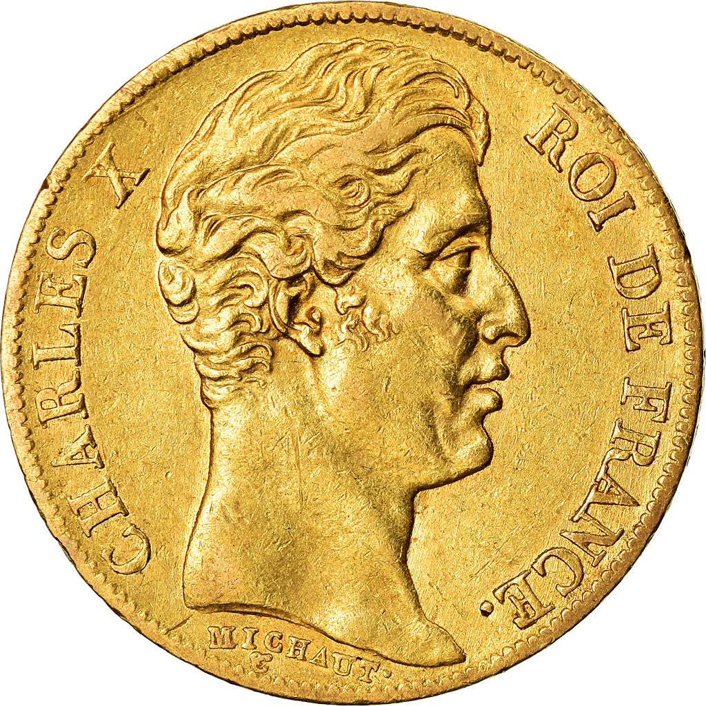 Coin, France, Charles X, 20 Francs, 1827, Paris, AU(50-53), Gold, KM:726.1