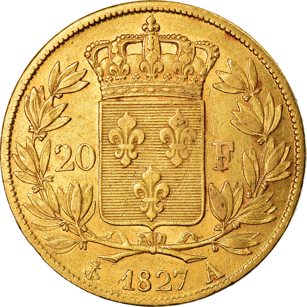 Coin, France, Charles X, 20 Francs, 1827, Paris, AU(50-53), Gold, KM:726.1