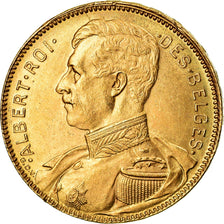 Moeda, Bélgica, Albert I, 20 Francs, 20 Frank, 1914, MS(63), Dourado, KM:78