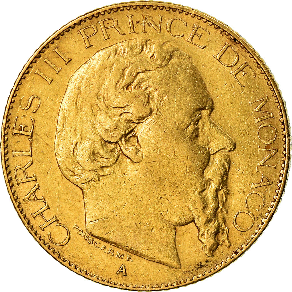 Monnaie, Monaco, Charles III, 20 Francs, Vingt, 1879, Paris, TTB, Or, KM:98