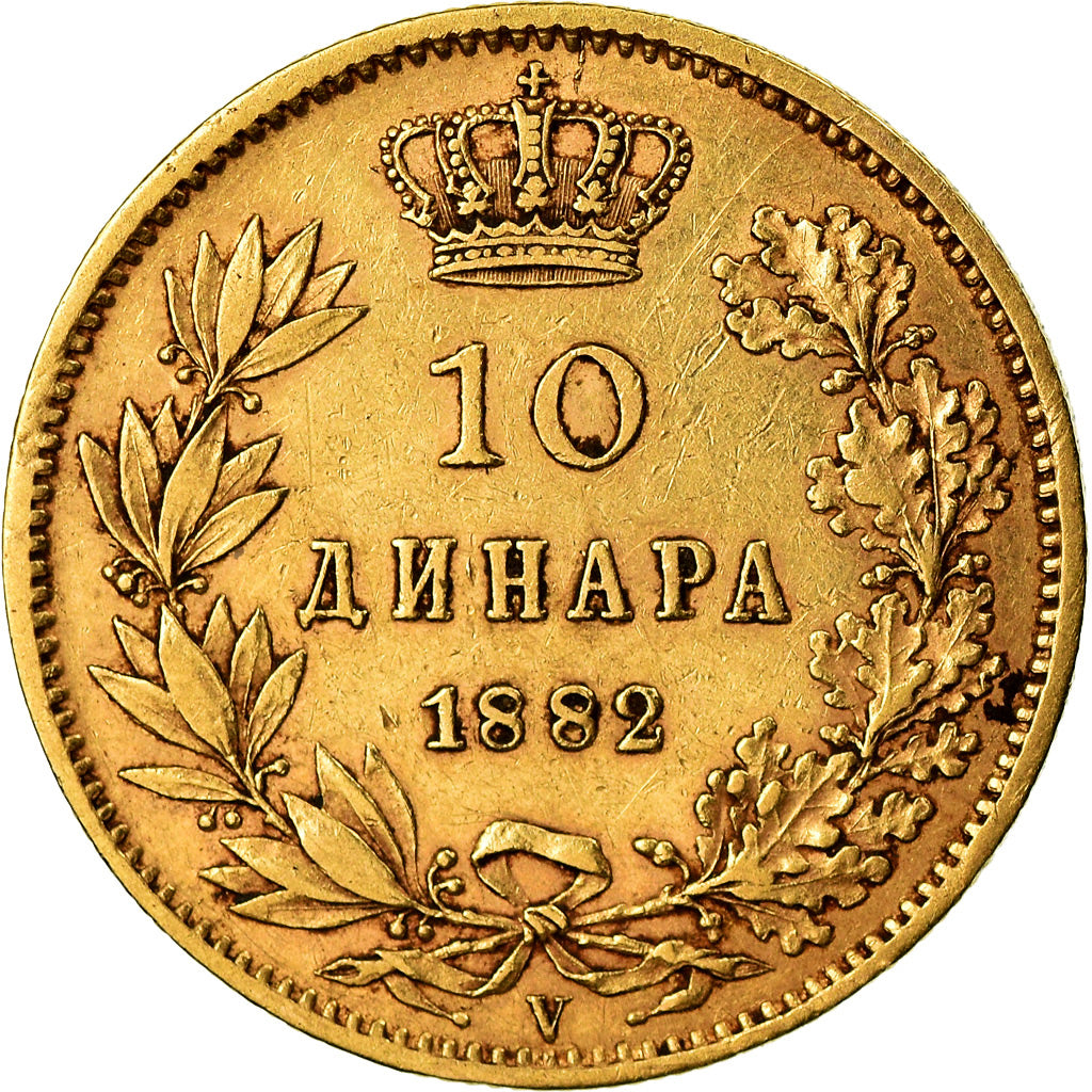 Münze, Serbien, Milan I, 10 Dinara, 1882, SS, Gold, KM:16