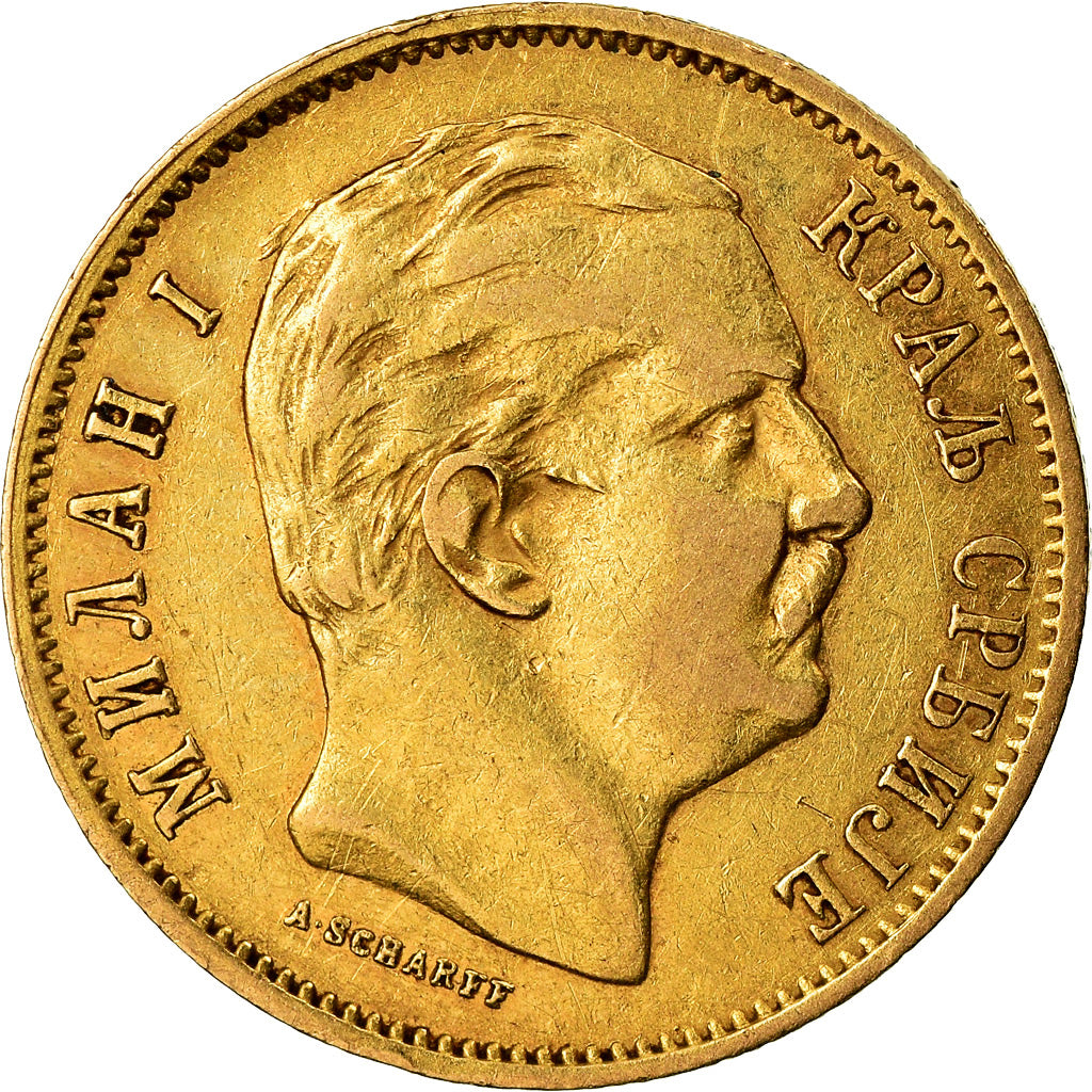 Coin, Serbia, Milan I, 10 Dinara, 1882, EF(40-45), Gold, KM:16