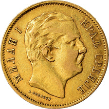 Coin, Serbia, Milan I, 10 Dinara, 1882, EF(40-45), Gold, KM:16