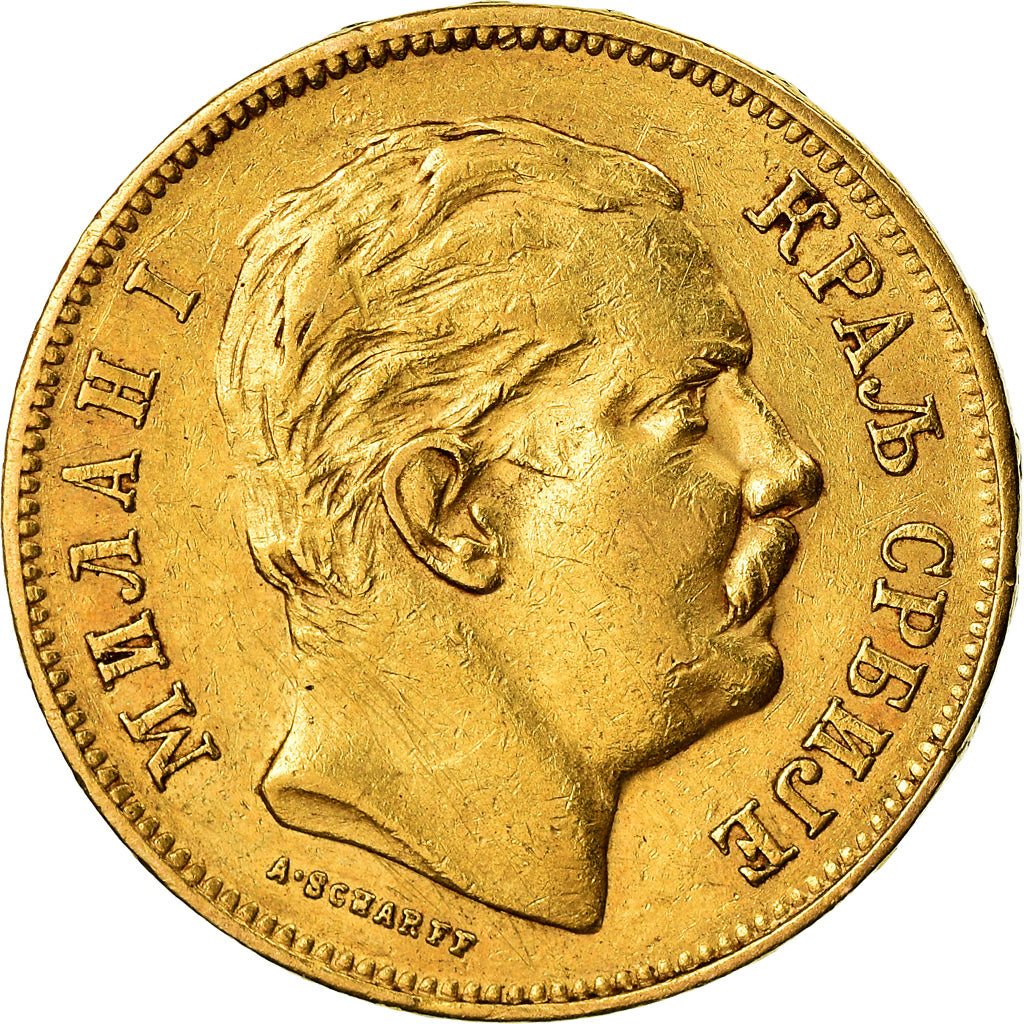 Coin, Serbia, Milan I, 20 Dinara, 1882, EF(40-45), Gold, KM:17.1