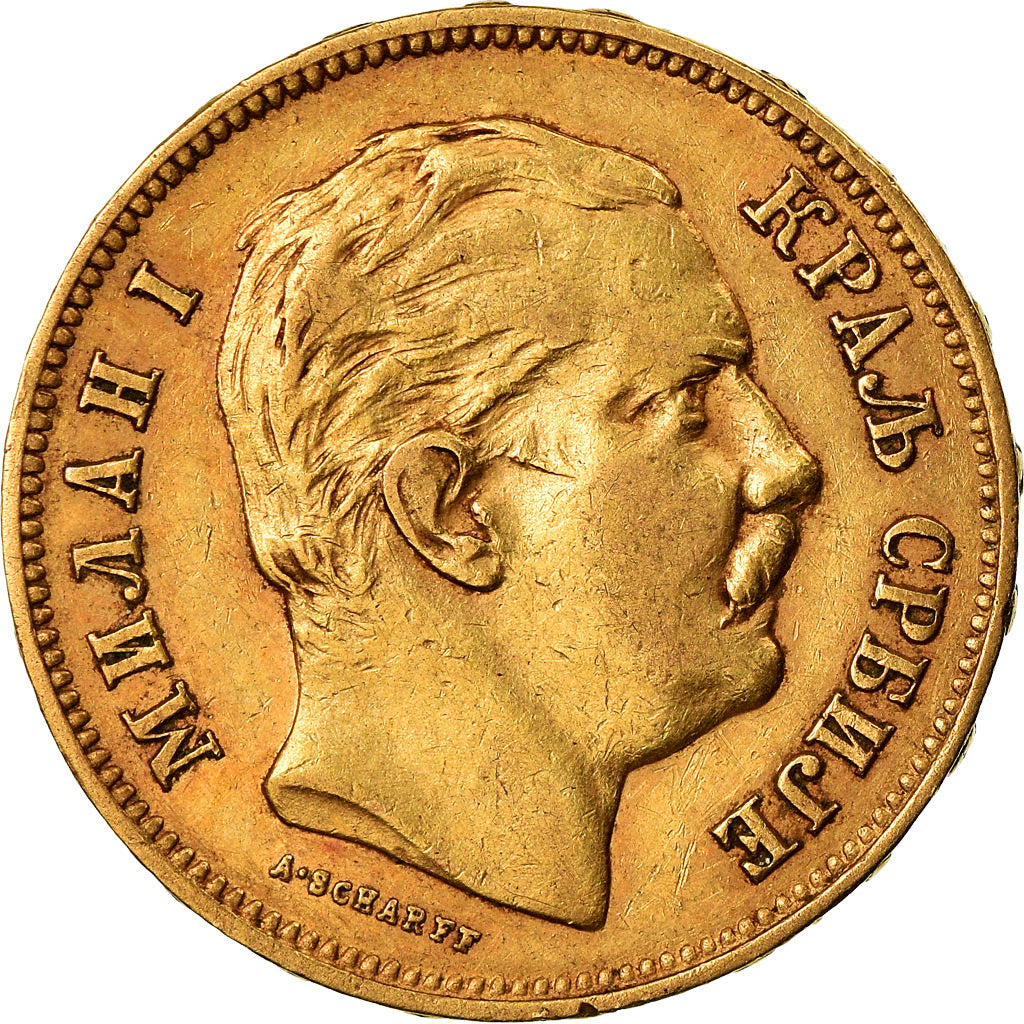 Coin, Serbia, Milan I, 20 Dinara, 1882, EF(40-45), Gold, KM:17.1