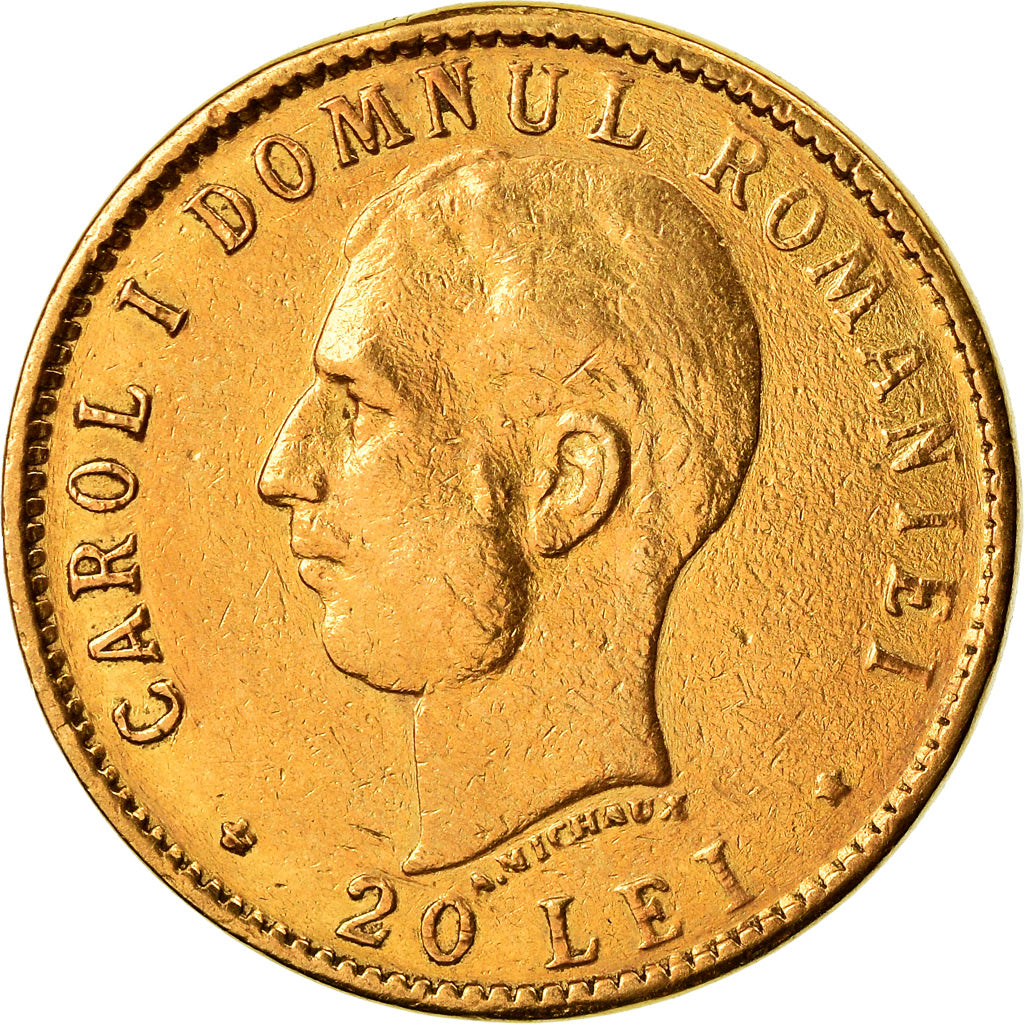 Coin, Romania, Carol I, 20 Lei, 1906, EF(40-45), Gold, KM:37
