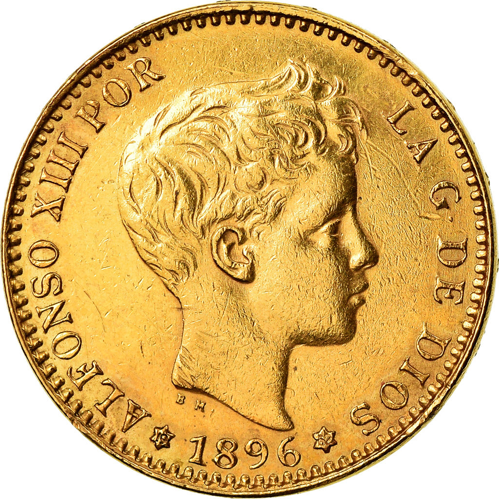 Moneda, España, Alfonso XIII, 20 Pesetas, 1896, Madrid, MBC, Oro, KM:709