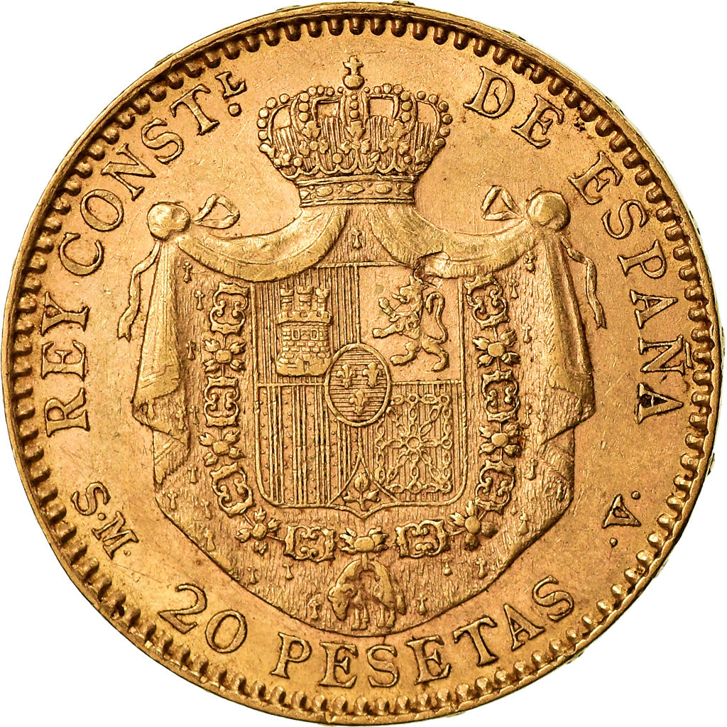 Coin, Spain, Alfonso XIII, 20 Pesetas, 1899, Madrid, AU(50-53), Gold, KM:709