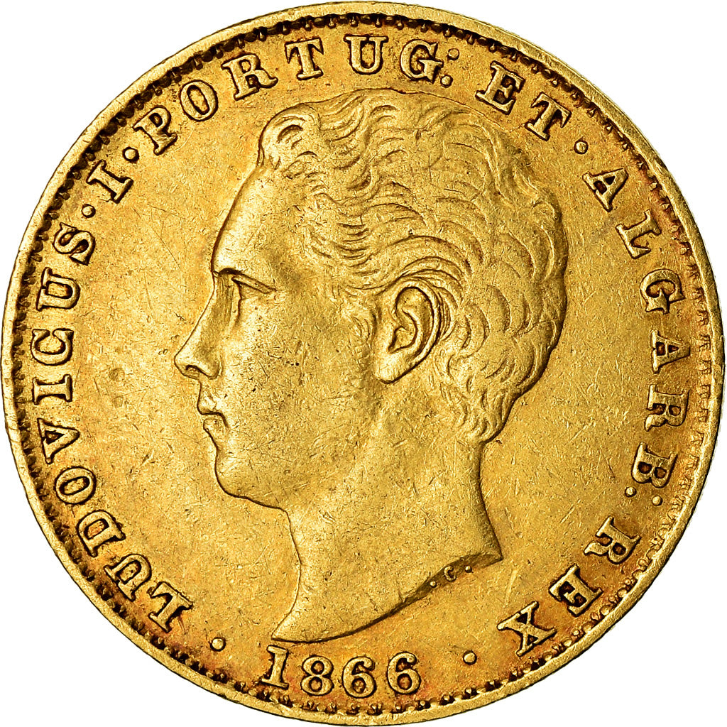 Moneda, Portugal, Luiz I, 2000 Reis, 1866, MBC, Oro, KM:511