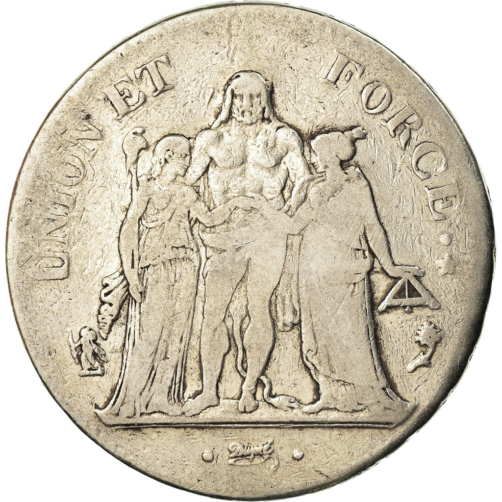 Coin, France, Union et Force, 5 Francs, AN 4, Paris, VF(20-25), Silver