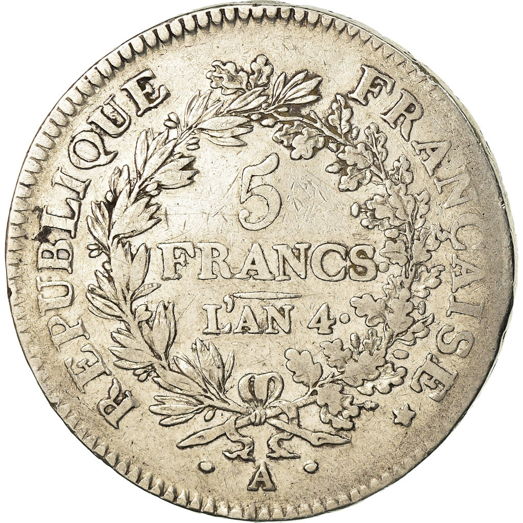 Coin, France, Union et Force, 5 Francs, AN 4, Paris, VF(20-25), Silver
