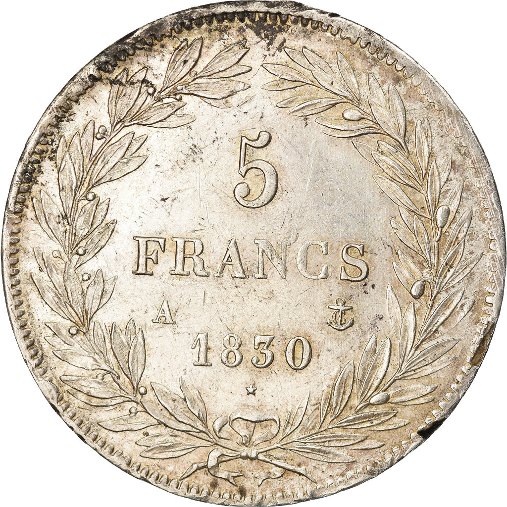 Moneta, Francia, Louis-Philippe, 5 Francs, 1830, Paris, BB+, Argento, KM:735.1