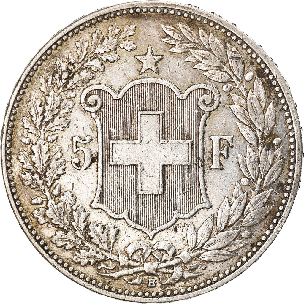 Moneda, Suiza, 5 Francs, 1907, Bern, MBC, Plata, KM:34
