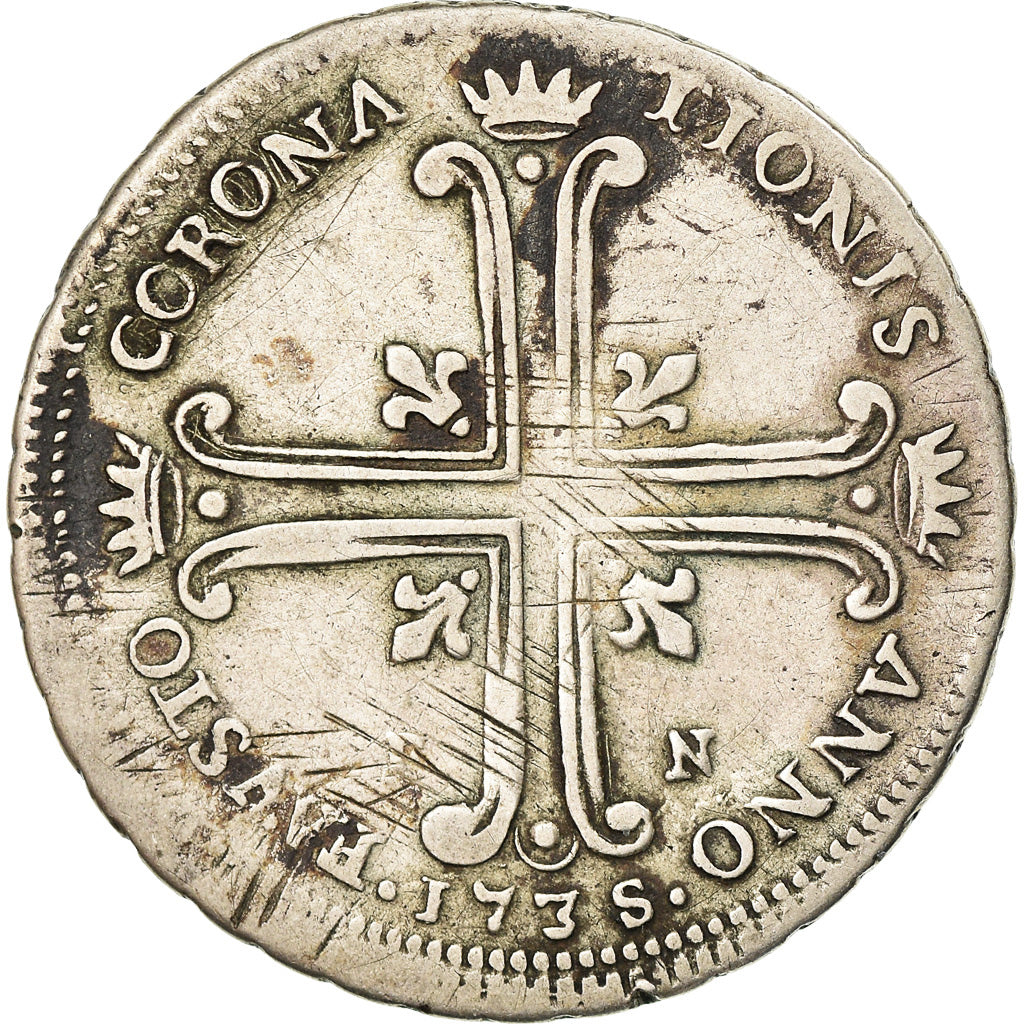 Coin, ITALIAN STATES, SICILY, Carlo, 6 Tari, 1735, Palermo, VF(20-25), Silver